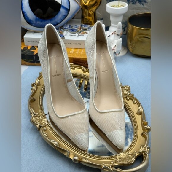 🆕 BLACK SUEDE STUDIO 🧿 NWOB Gia 100 Lace Pointed Toe Pumps, Sz 37 US 7 - Picture 16 of 16